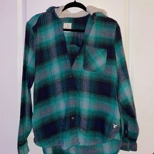 Vintage Boyfriend Flannel with Fleece Hood